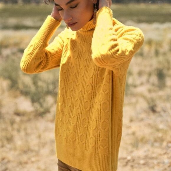 CASUAL DOLLZ Yellow Cable Knit Sweater - Picture 2 of 9